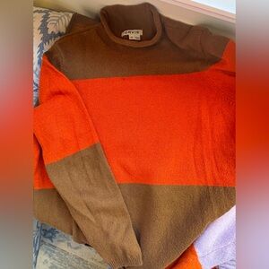 Orvis Women's Orange and Brown Crewneck Sweater